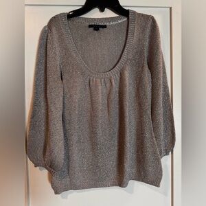 Boden Metallic Gray Scoop Neck Sweater